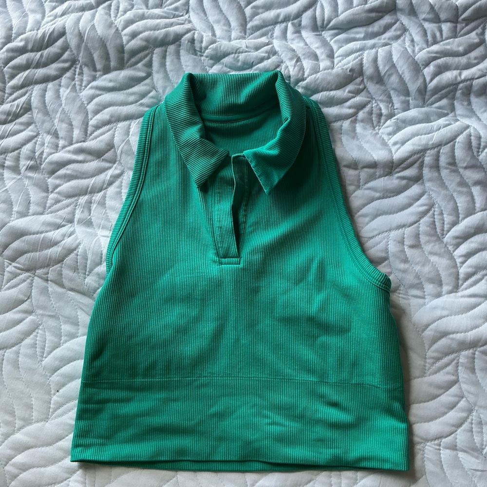 Athleta Green Collared Tank Top